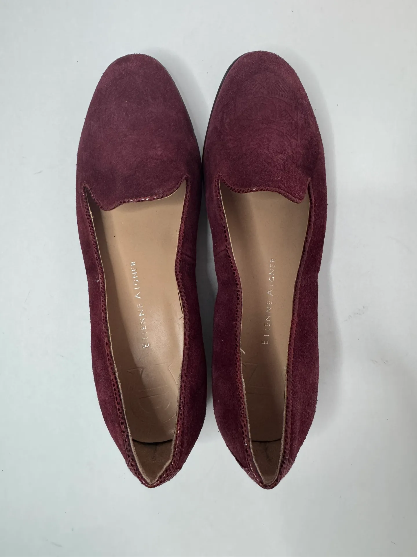 E-Kathy Burgundy Leather Flats Size 7M - Image 3
