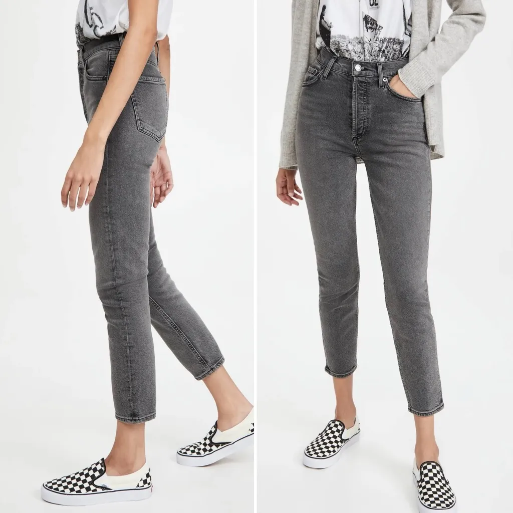 AGOLDE Nico High Rise Cropped Slim Jeans Gray Ceremony Wash Button Fly Size 29 - Image 9