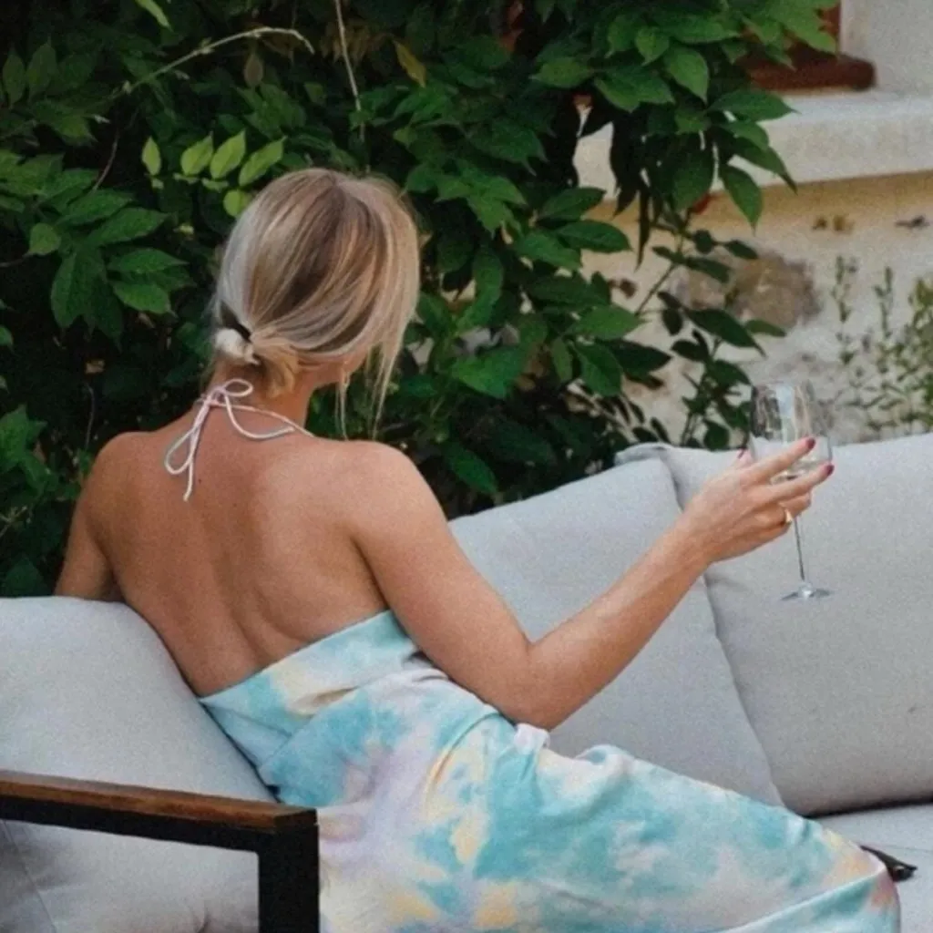 Zara Pastel Tie Dye Satin Halter Cowl Neck Ruched Slip Midi Dress Size XS - Image 11