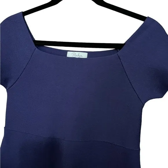 Parker Women's Navy Blue Drop Shoulder A Line Dress Medium - Image 6