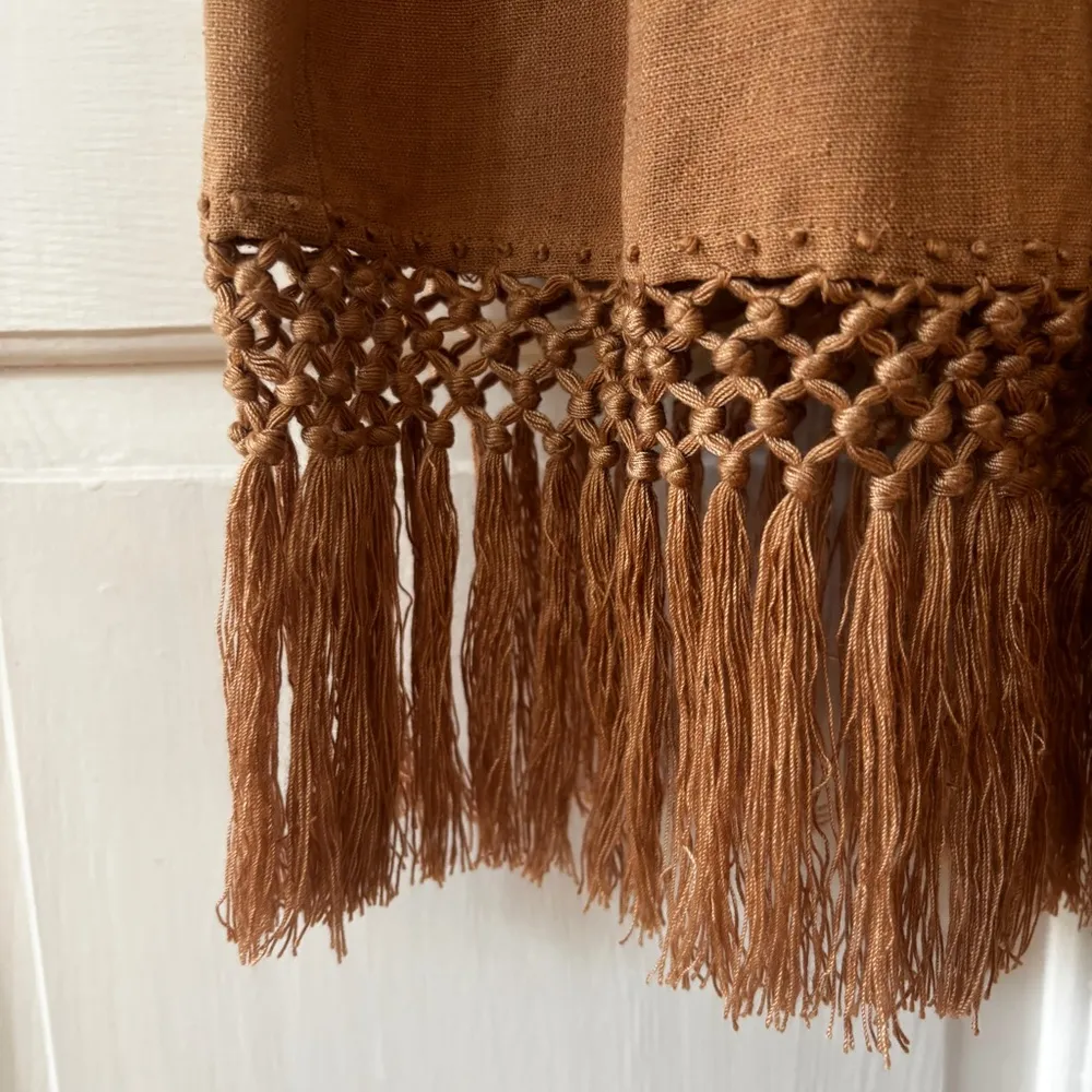 Ulla‎ Johnson Raw Silk Kalea Midi Dress Clay Size 4 Fringe Boho Bohemian Fringe - Image 6