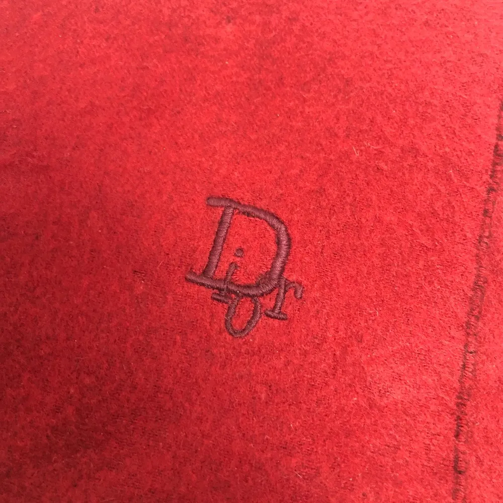 Vintage Dior Cashmere Wool Scarf with Fringe RED - Image 3