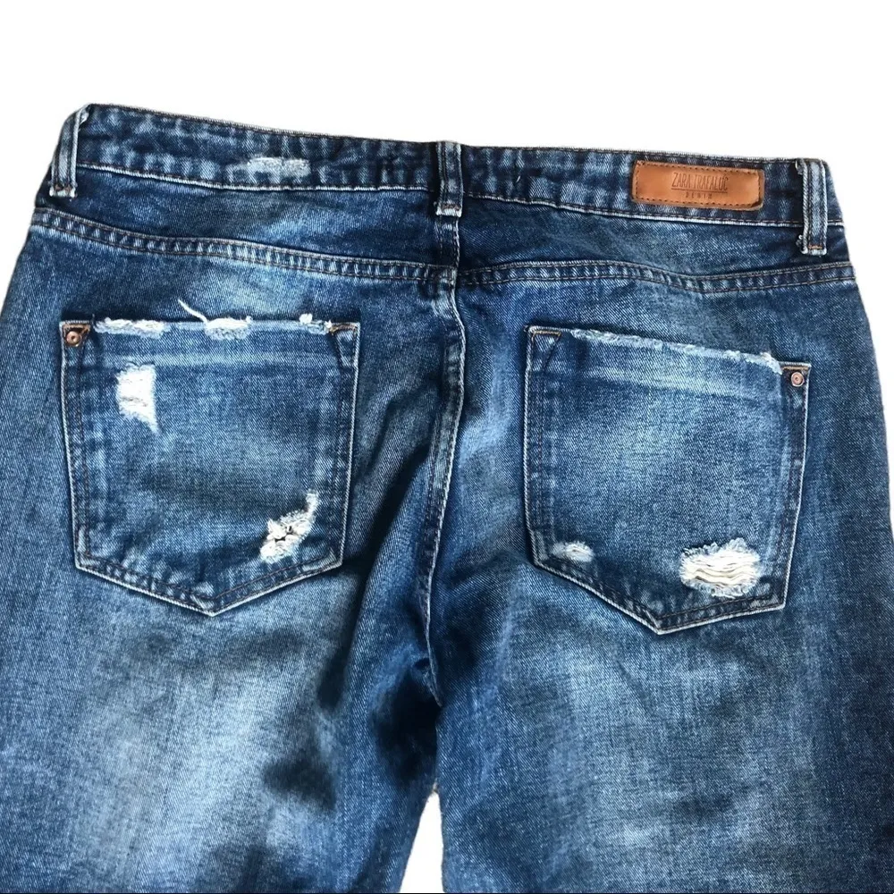 Zara Trafaluc Destroyed Jeans Skinny Mid Rise Size 6 EU 38 100% Cotton Stretch - Image 4