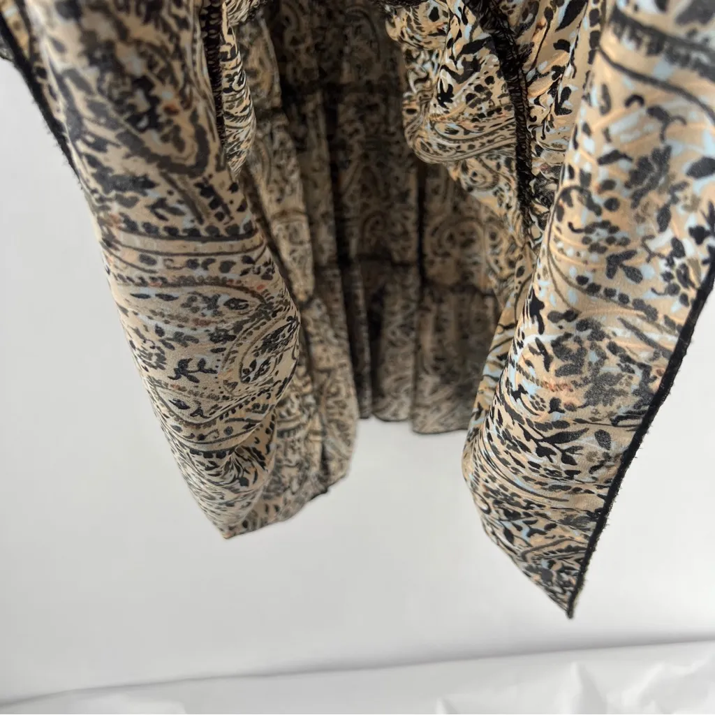 OPT Boho Paisley Print‎ Long Sleeve Tiered Midi Dress Peasant Prairie Ruffle M Green Size M - Image 7