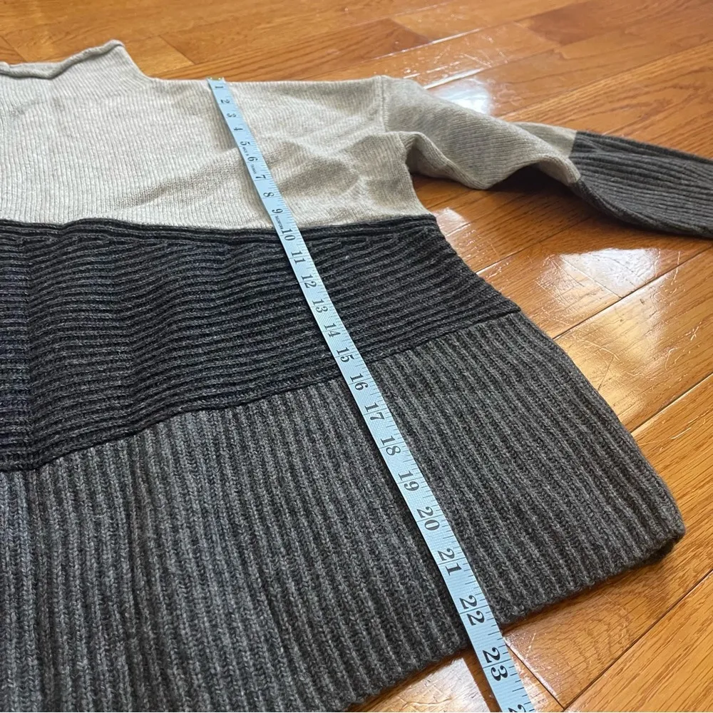 French Connection mock neck Color Block Wool Blend Sweater Grey Sz L - Image 7