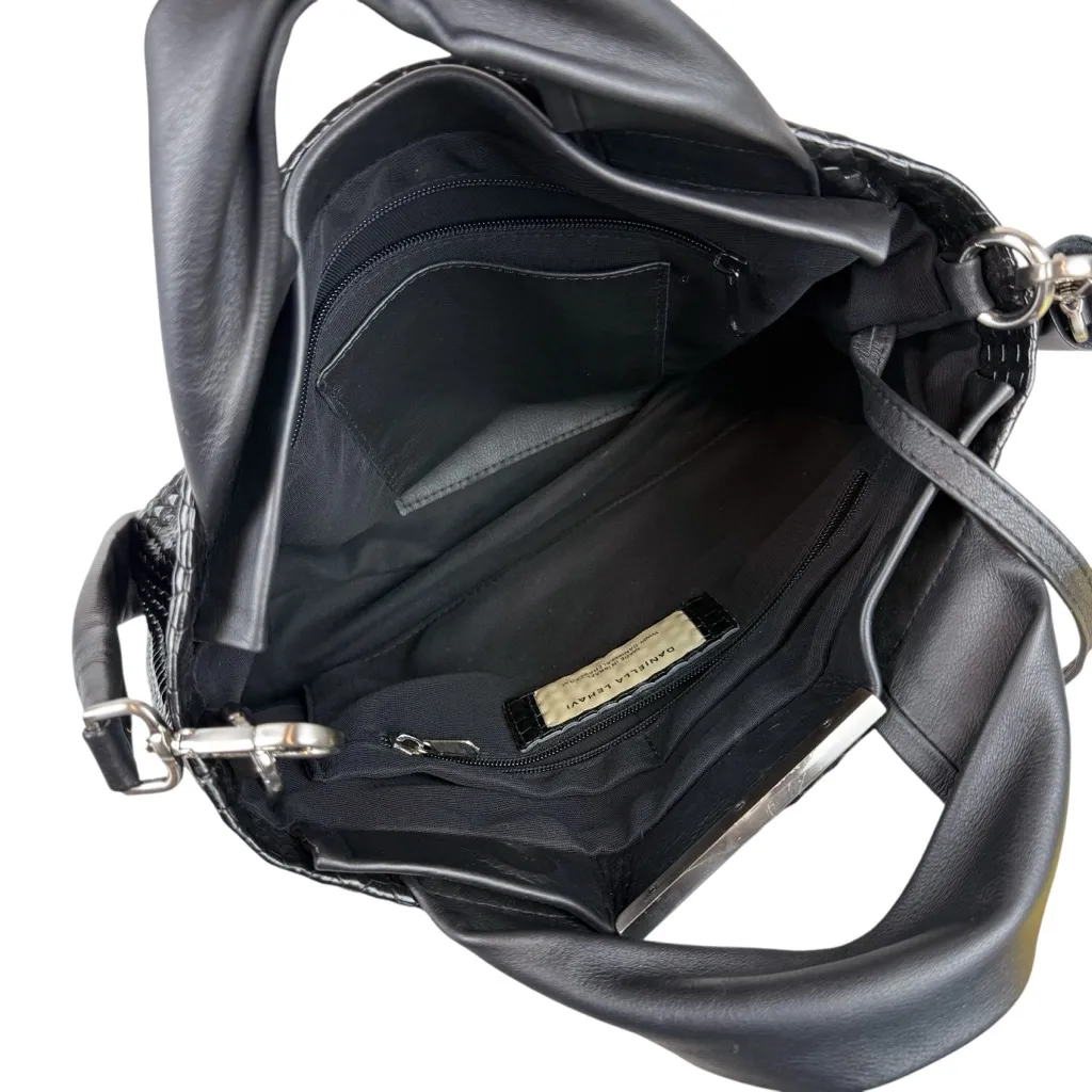 Daniella Lehavi Alexa Medium Satchel 3D Leather Black Crossbody Tote Bag Purse - Image 12