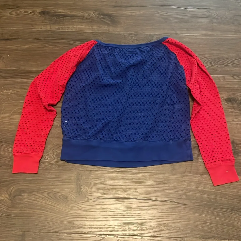 NFL Team Apparel New York Giants Women's Red & Blue Mesh Crew Neck Top, Sz Large - Image 6