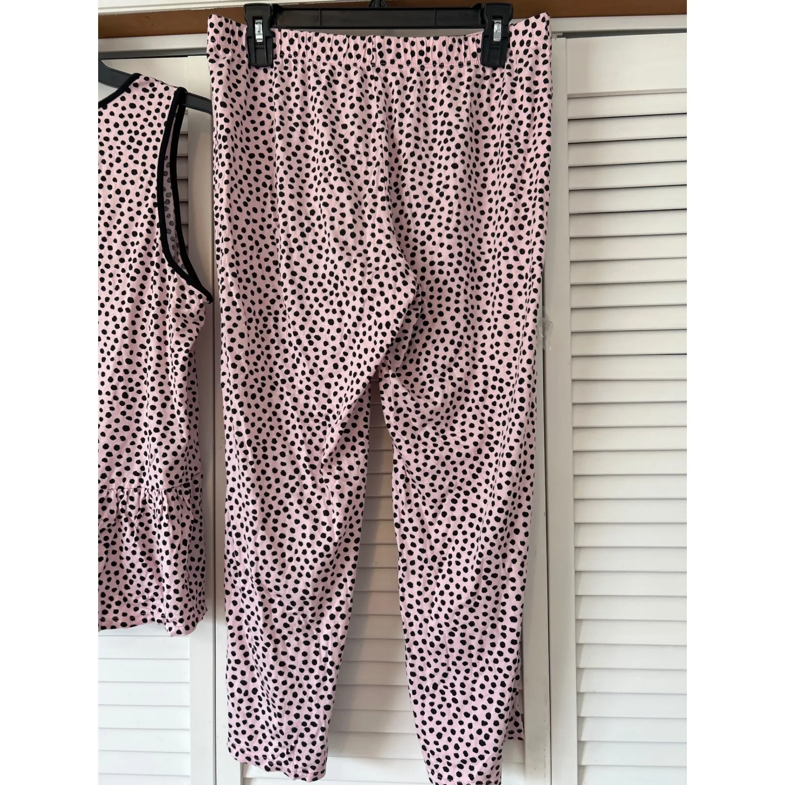 Kate Spade Pink Black Dalmatian Dot Pajama Set Top Pants Sleepwear Loungewear M - Image 5