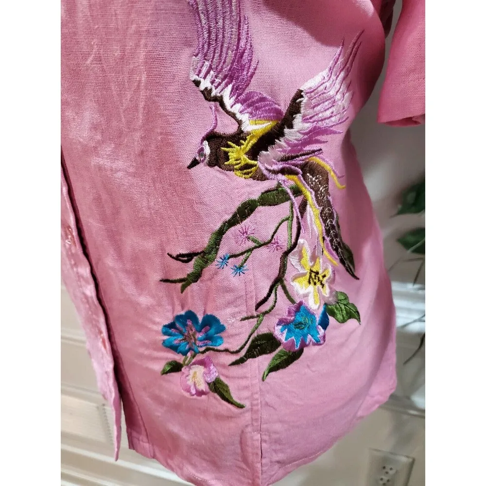 Leslie Fay Women Pink Linen Button Down Shirt & Sleeveless Blouse 2 Pc's Set XL - Image 7