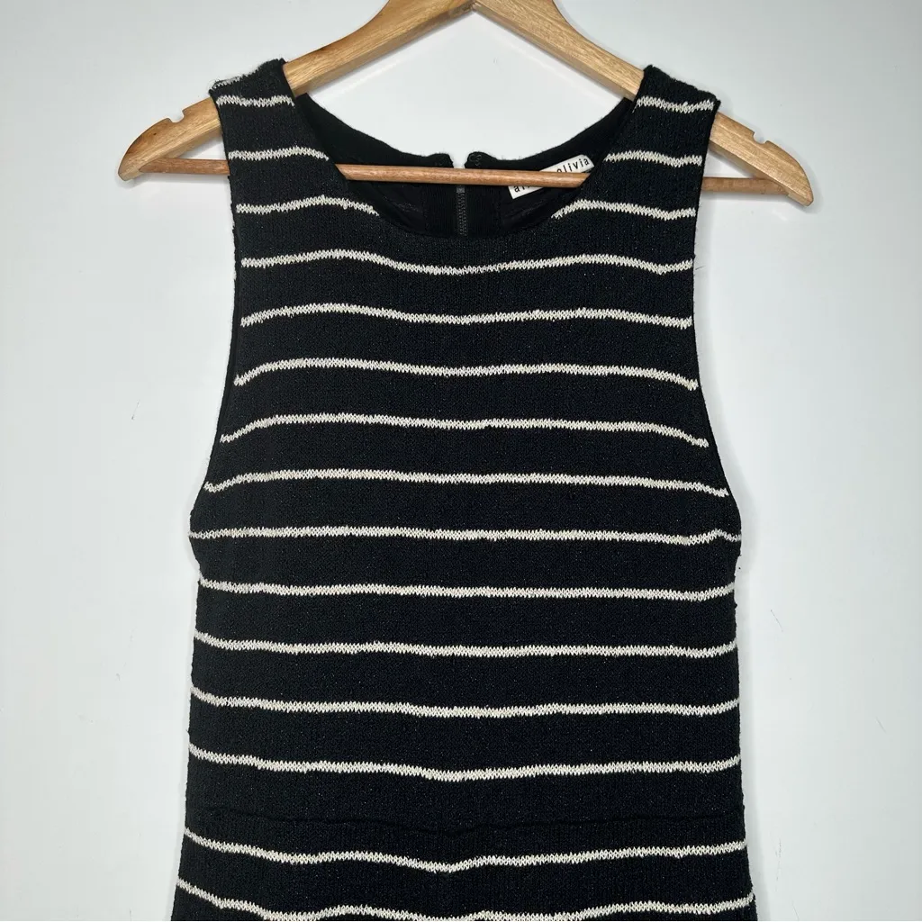 Alice + Olivia Monah Striped Metallic Sleeveless Wool Blend Sweater Dress - Image 5