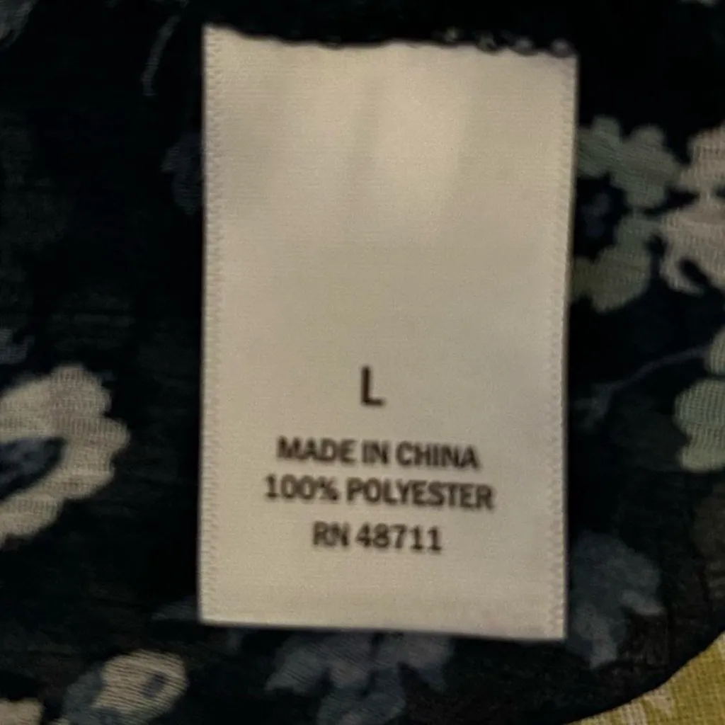 Ophelia Roe Blue Floral Long Sleeve Dress Women’s Size Large - Image 6