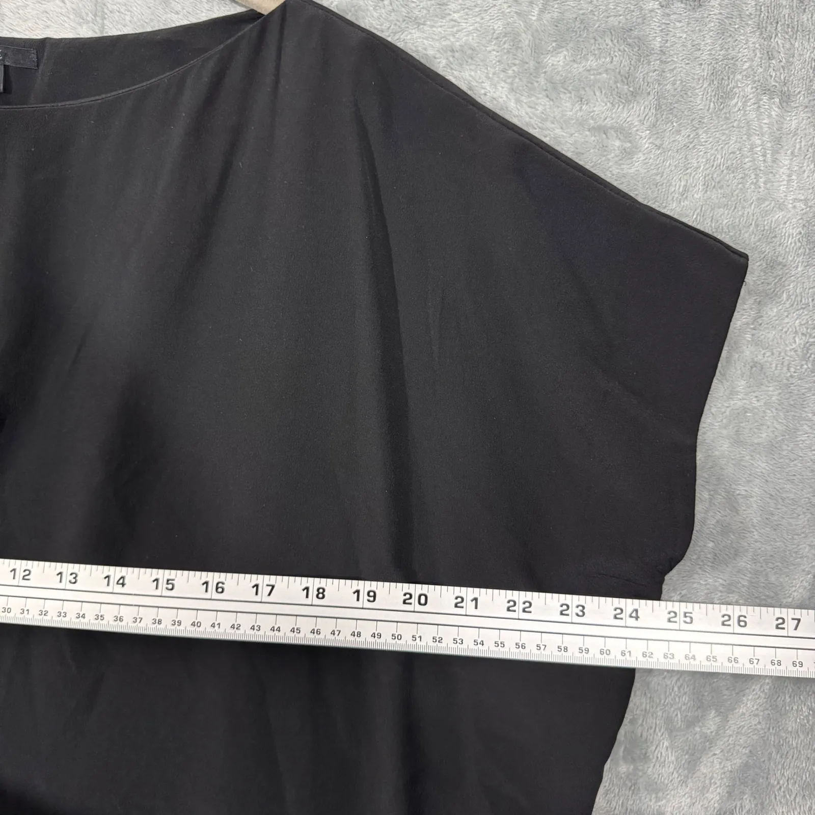 COS Boat Neck Ruched Side Black Silk Top Size 2 - Image 11