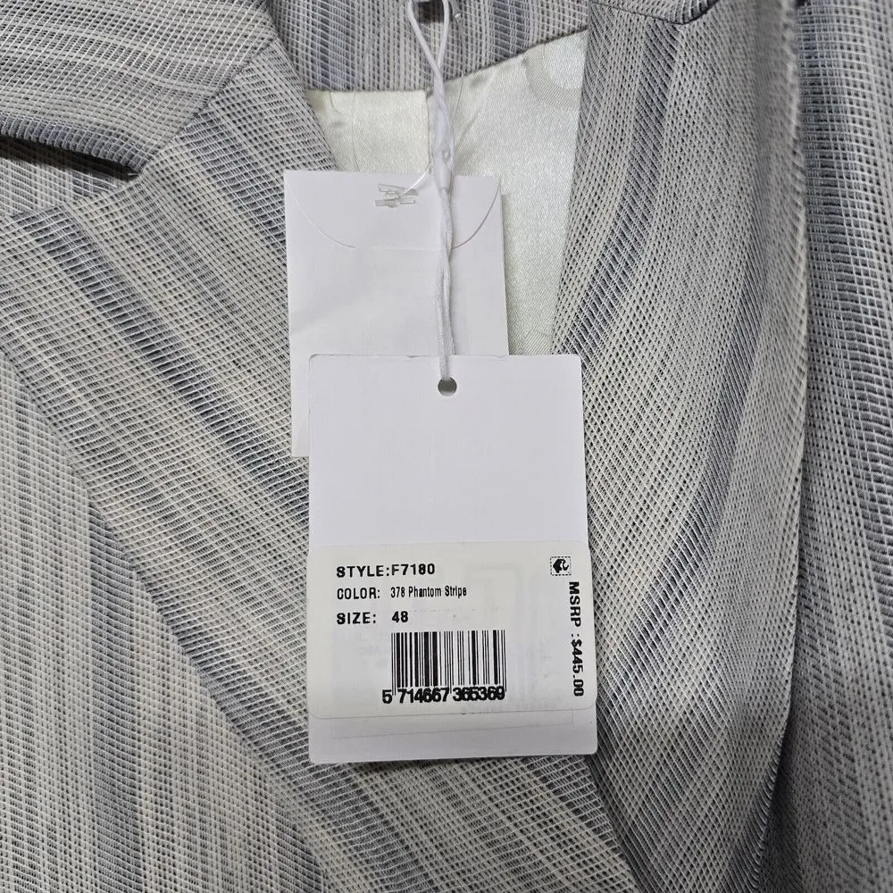 Ganni Womens Belted Phantom Striped Relaxed Jacquard Blazer‎ Sz EU 48 US 18 - Image 3