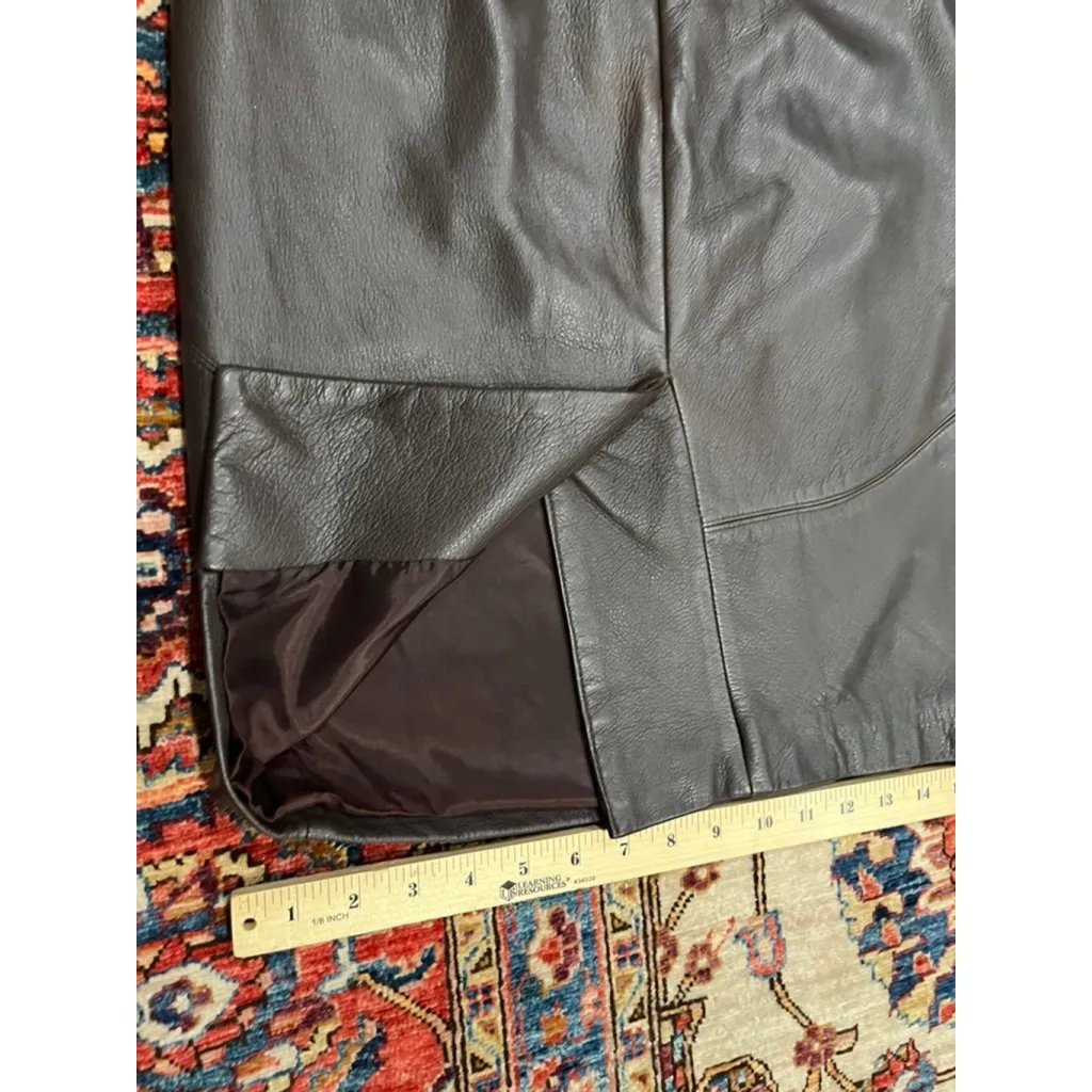 John Patrick Womens Black Genuine Leather Pencil Skirt Size 6 Lined Midi Classic - Image 6