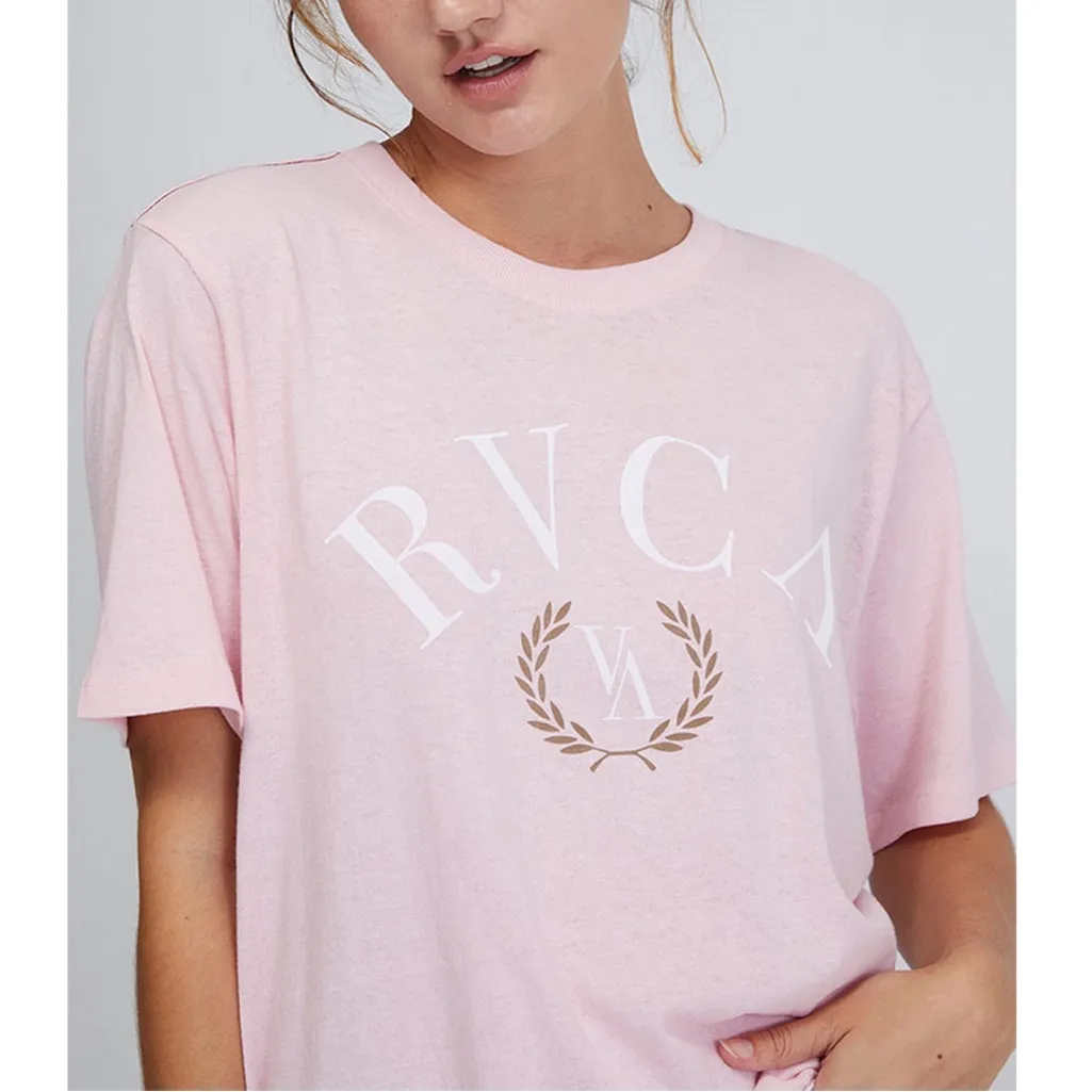 NWT RVCA Spellout Graphic Oversized Boy Boyfriend Fit Tee T Shirt Surfer Pink XS - Image 2