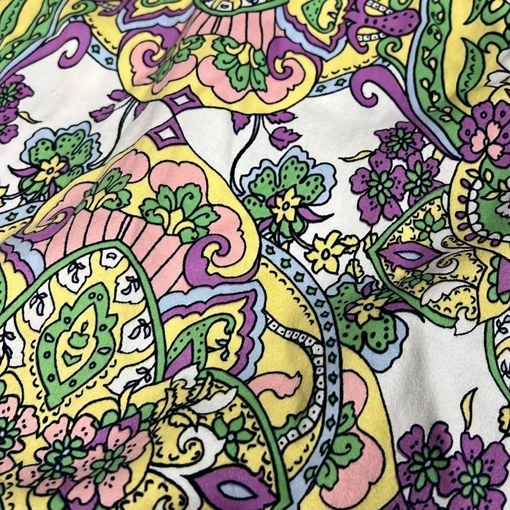 LONDON TIMES size 8 women's shift dress cotton purple & green vacation zips up - Image 7