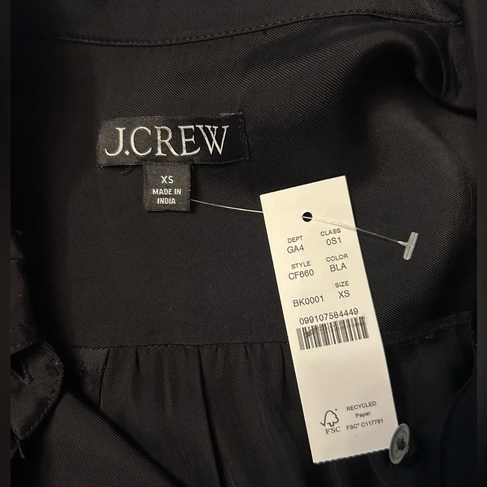 J. Crew Women’s Amelia Popover Shirtdress in drapey viscose twill Size XS Black - Image 7