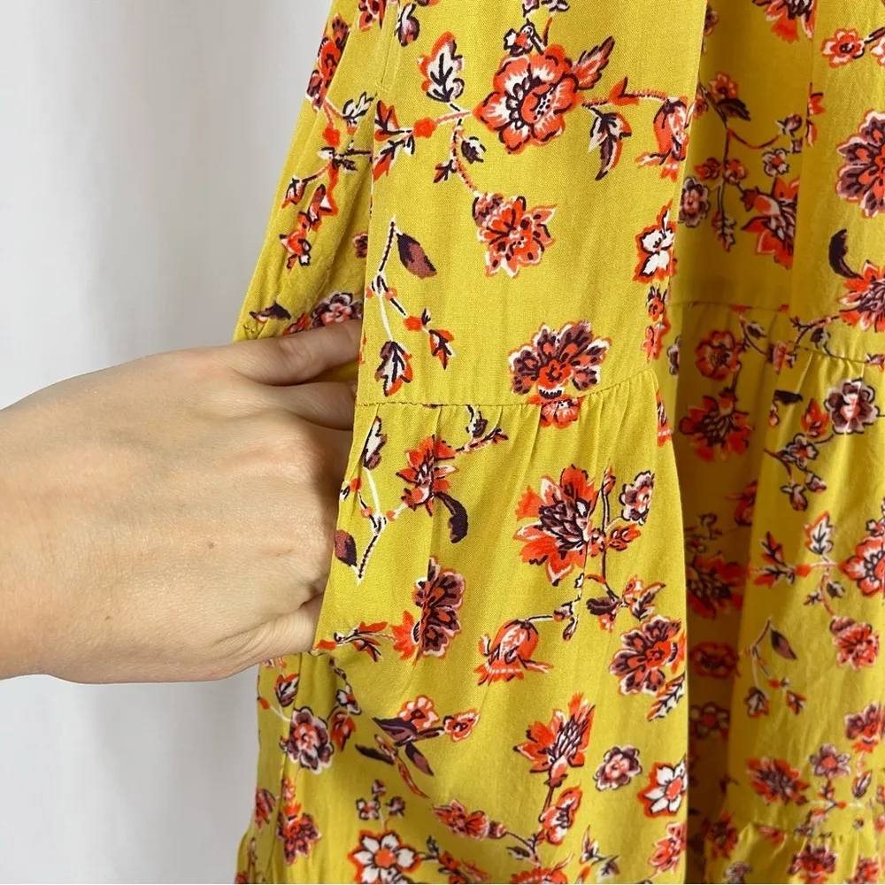 Old Navy Medium Floral Ruffle Boho Swing Tiered Dress Summer Cottagecore Pockets - Image 6