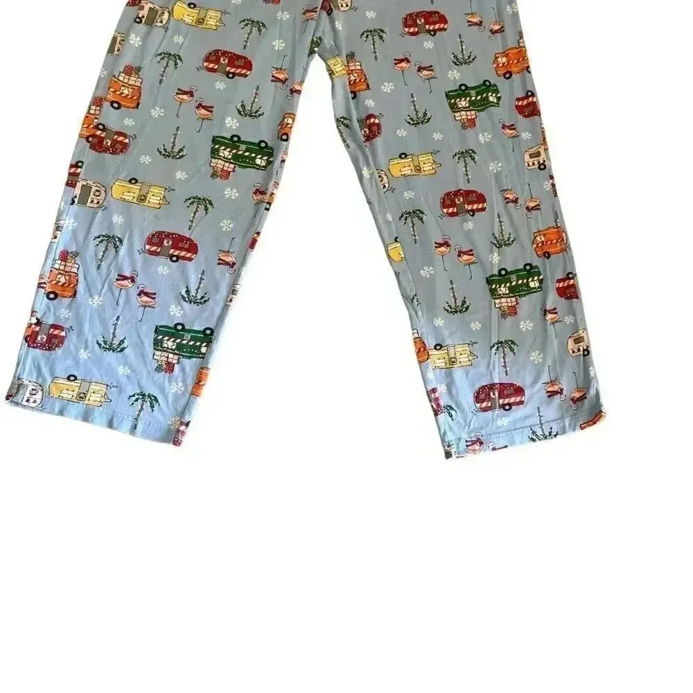 Secret Treasures Blue Holiday Print Soft Pajama Bottoms Capri Pants SZ L - Image 3