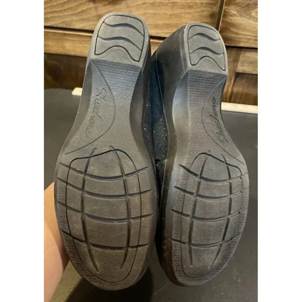 Skechers Up Lifted Size 9 Slip On‎ Flexible Mary Jane Shoes Black Blue Glittery - Image 7