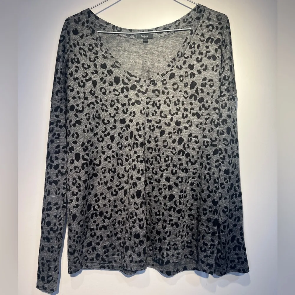 RAILS Sami Charcoal Leopard Print Linen Lyocell Sz Large - Image 5