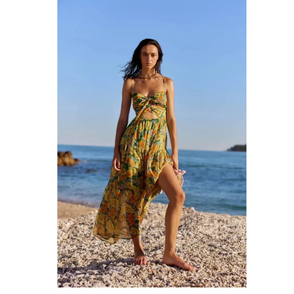 ASTR Brandy Floral Cinched Cutout Summer Maxi Dress Size XL $148 - Image 3