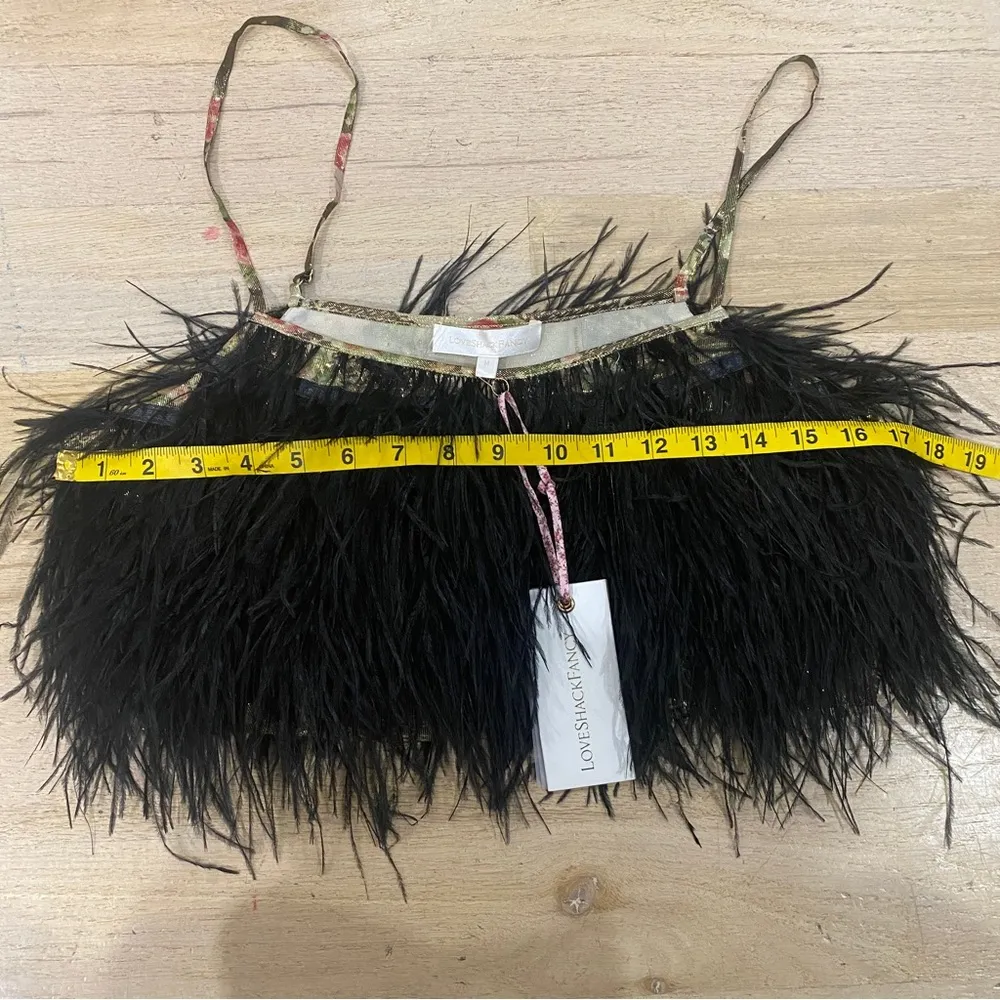 LoveShackFancy Dusty cropped feather-trimmed printed silk-crepe camisole - Image 11