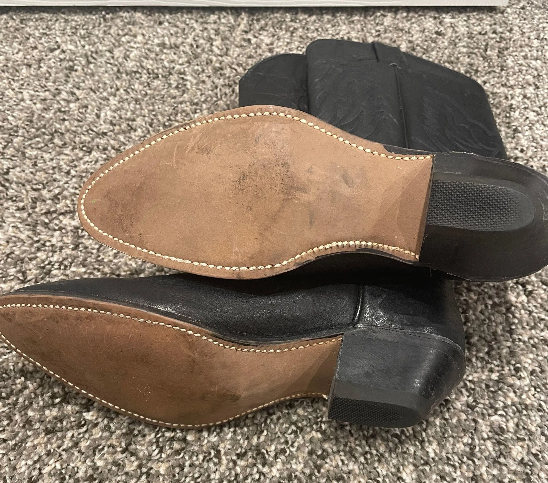 Black Leather Cowgirl Boots - Image 4