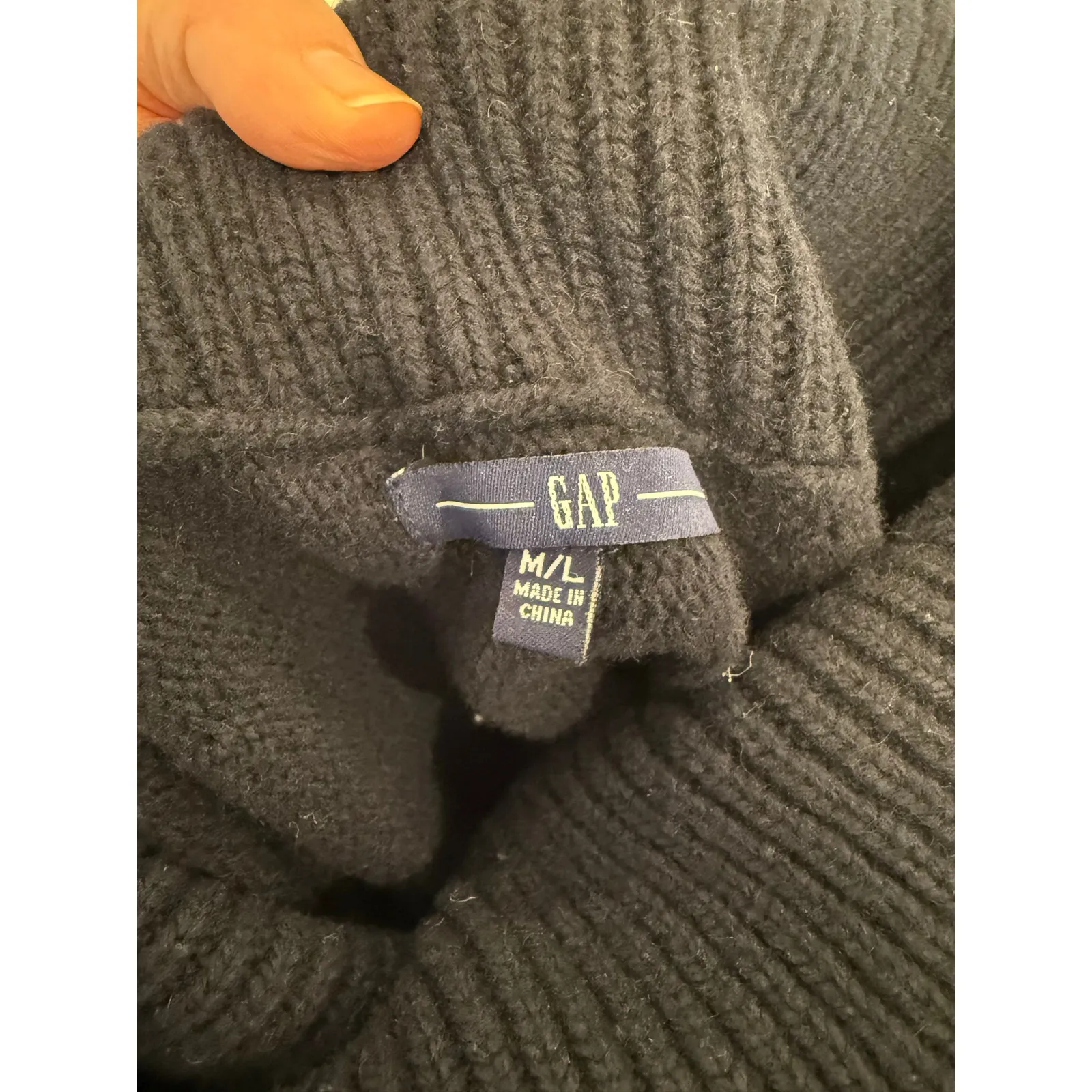 Gap Poncho Sweater Womens M/L Navy Blue Knit Lambswool Cowl Neck Winter Pockets - Image 7