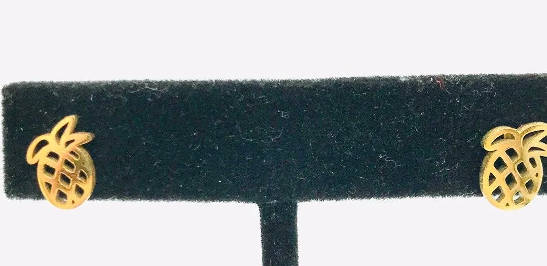 Pineapple Gold Earrings Pierced - Image 8