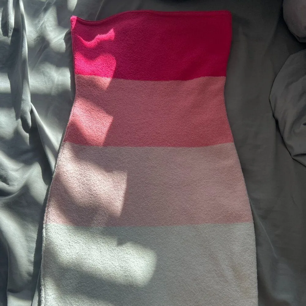 Idem Ditto Summer Spritz Mini Dress Size S Strapless Colorblock Knit Terrycloth - Image 5