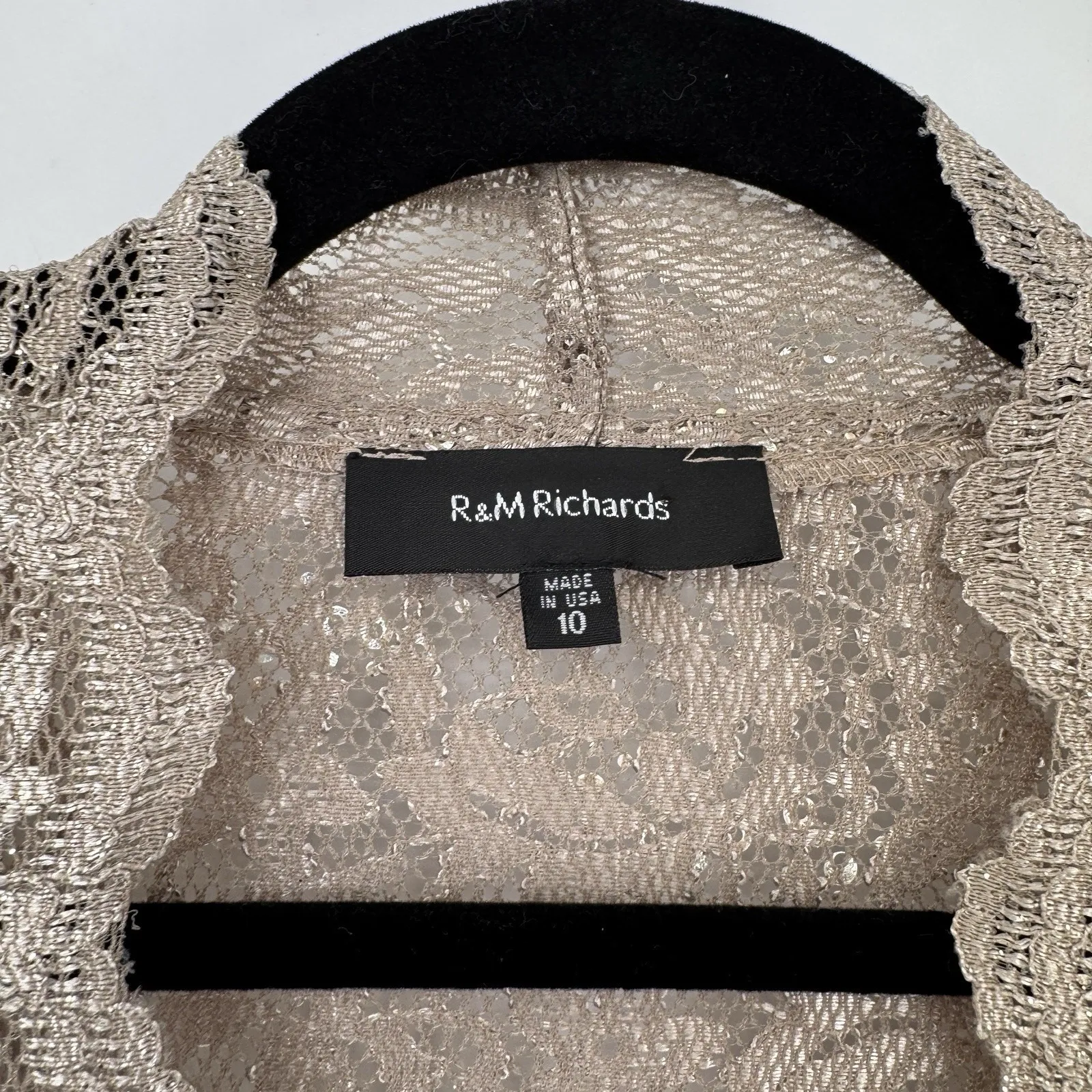 Vintage R&M Richards Cardigan Womens 10 Gold Lace Sequin Festive NEW - Image 4