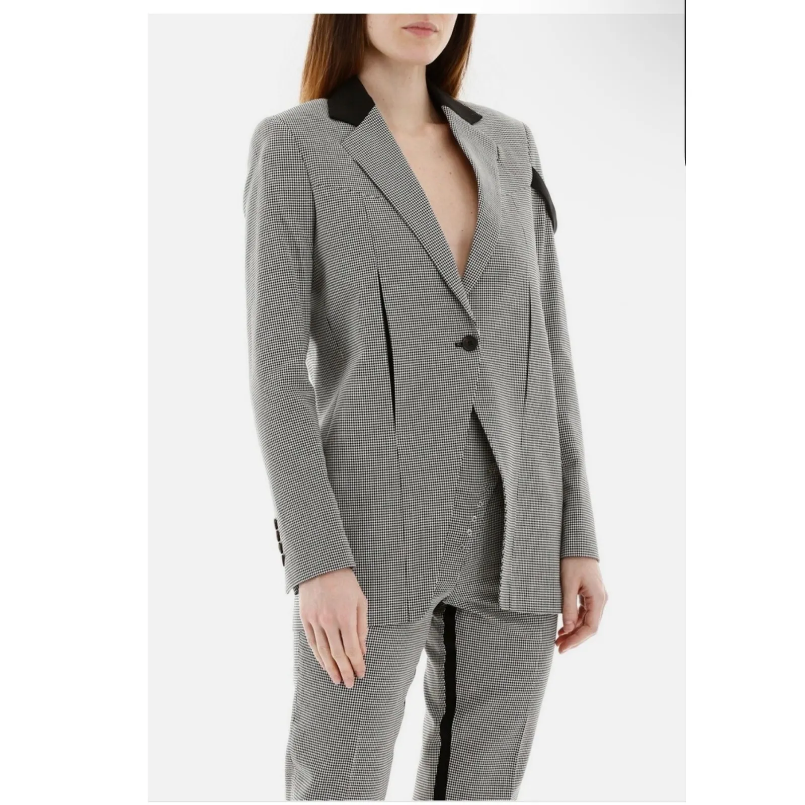 COPERNI Houndstooth Check Jacket Blazer Size 8 Black - Image 3