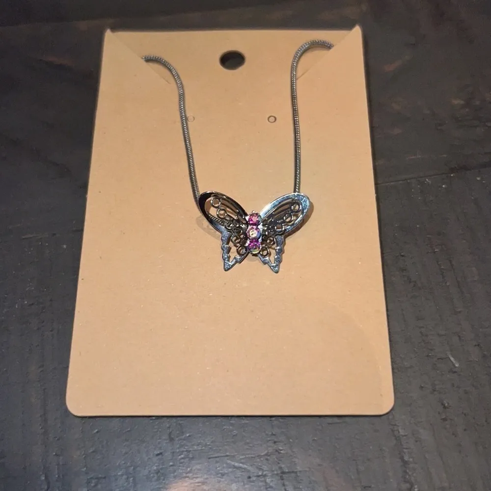 Source Unknown Sparkling Butterfly Charm Bolo Bracelet Silver Tone Adjustable - Image 2