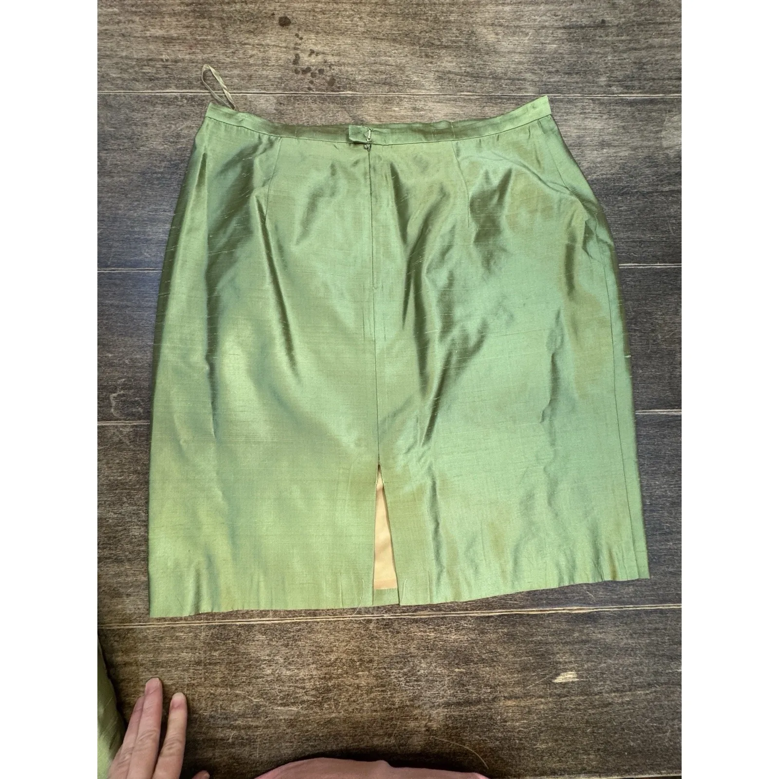 Kay Unger 100% Silk Green Satin Skirt Suit Set Y2K Dynasty Glam Sz 14 Wedding - Image 16