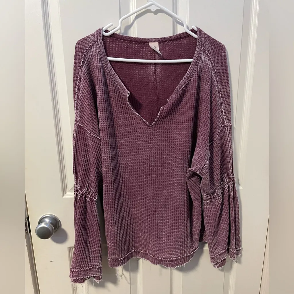 FREE PEOPLE/WE THE FREE DAHLIA THERMAL TOP BLOUSE - Image 2