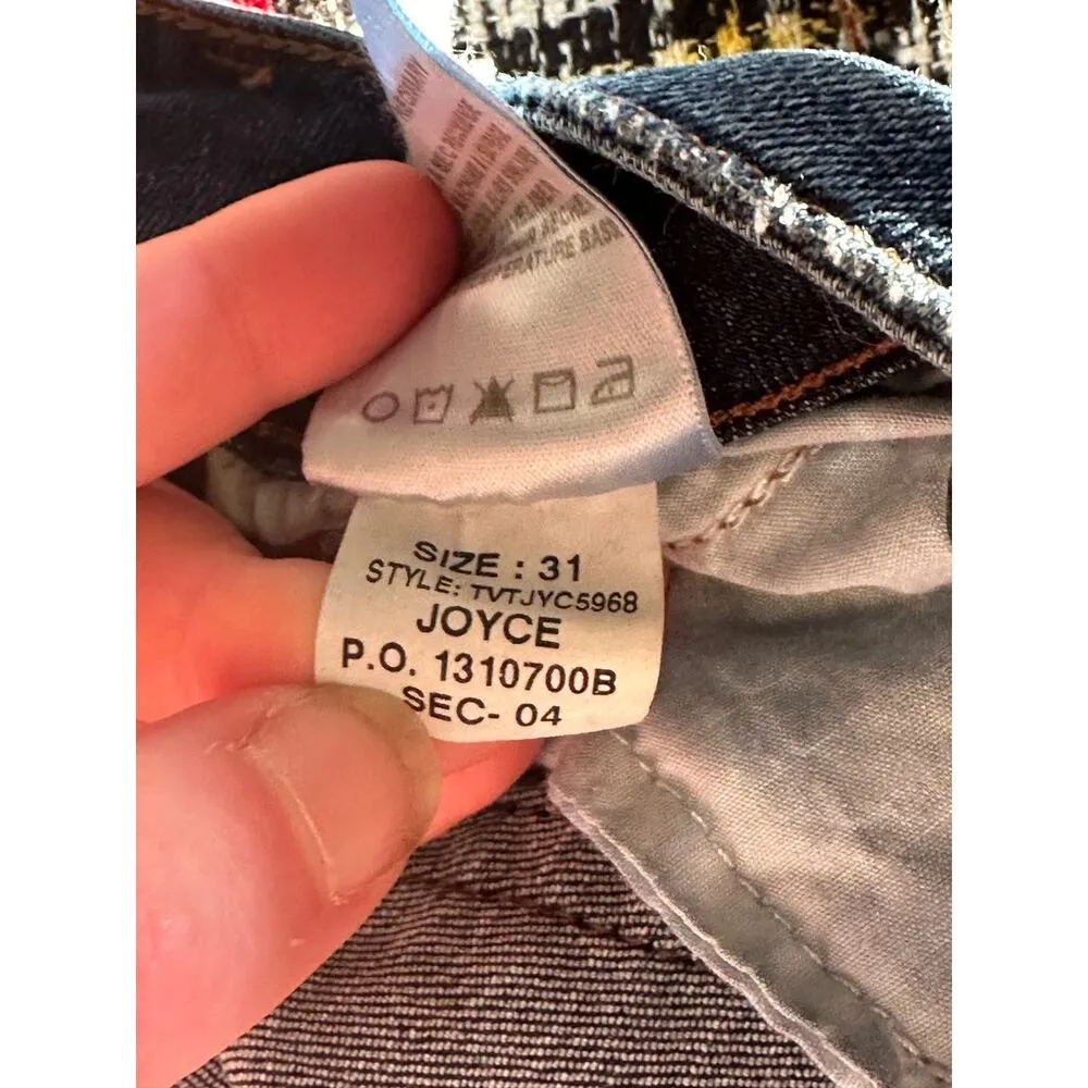 Joe’s Jeans Medium Wash Distressed Skinny Joyce Raw Hem Fringe Jeans Size 31 - Image 4