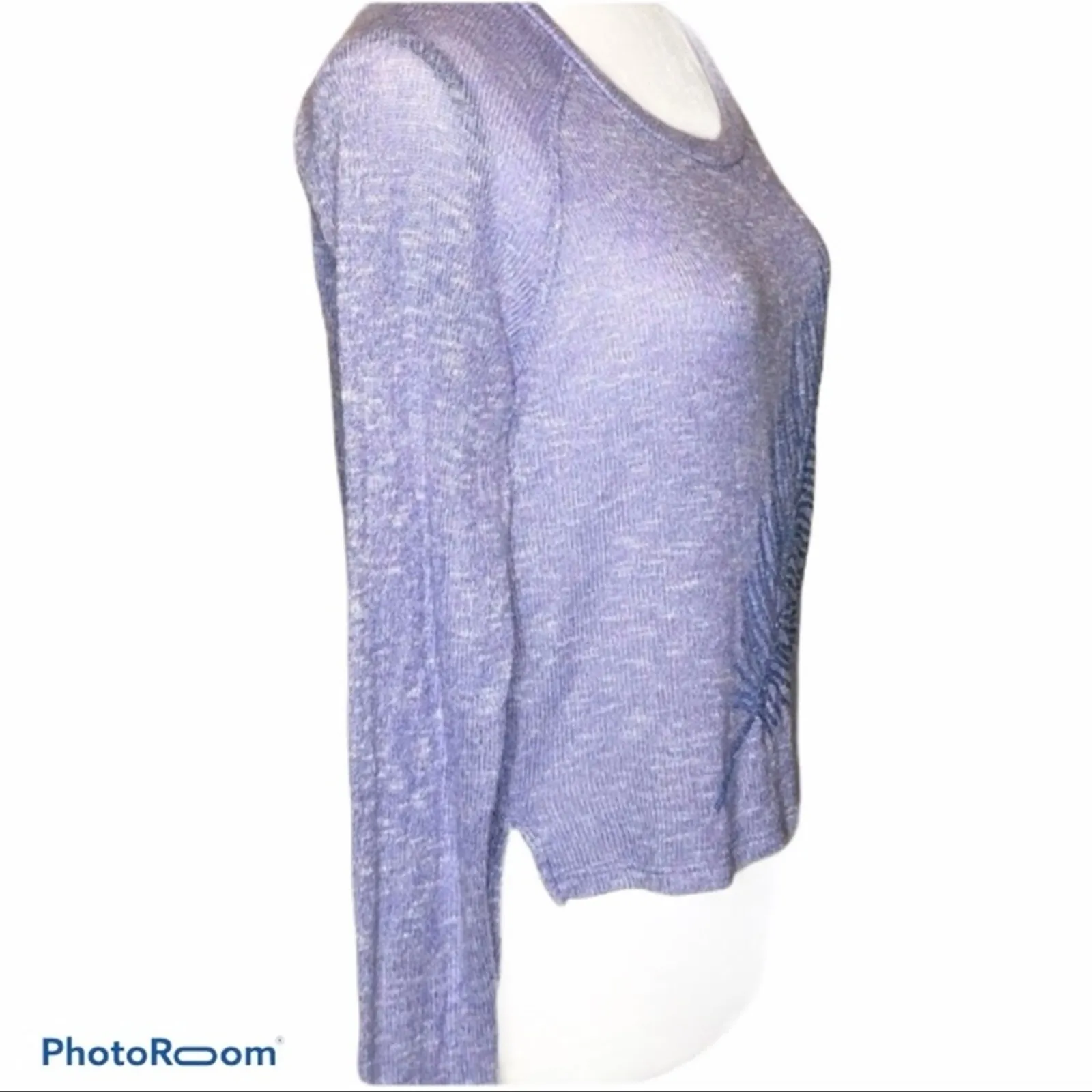 Aeropostale Sequin Feather Lightweight Purple Sweater L “Live Love Dream” - Image 3