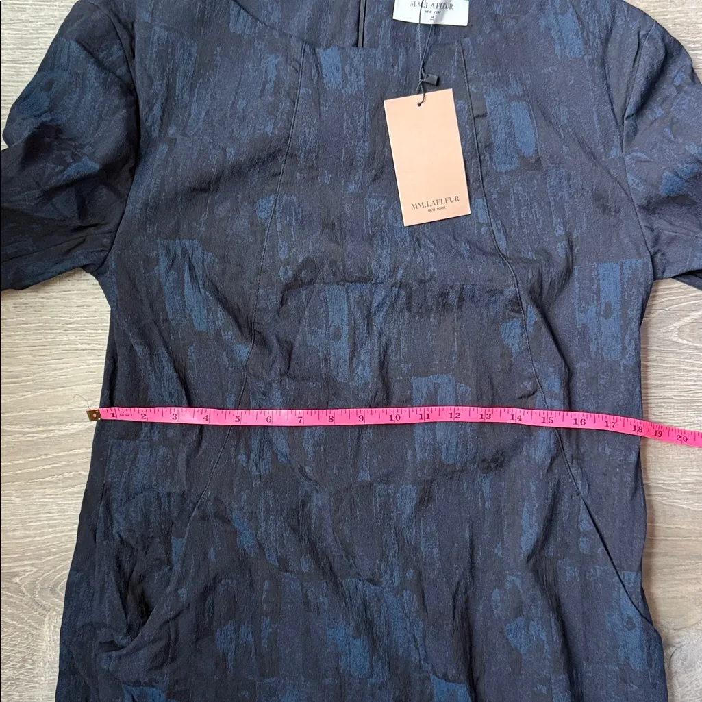 NEW M.M.LaFleur Etsuko brushed jacquard blue/black dress 14 - Image 11