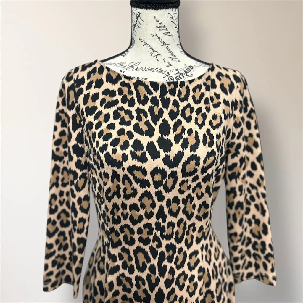 Kate Spade 6 Leopard‎ Cheetah Animal Print Ponte Mini Dress Pockets Fall Winter - Image 6