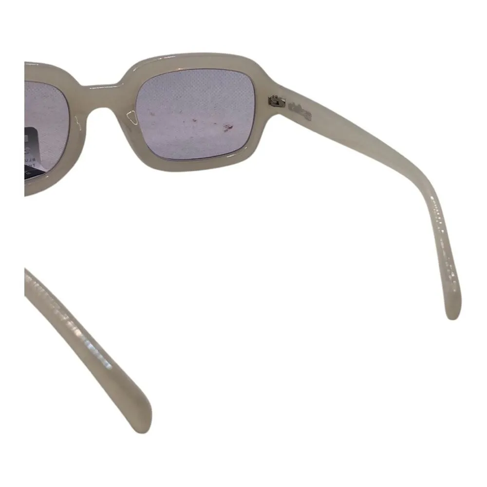 SZADE NIB Watts Ash Bubblegum Sustainable On Trend Rectangular Frame Sunglasses White - Image 9