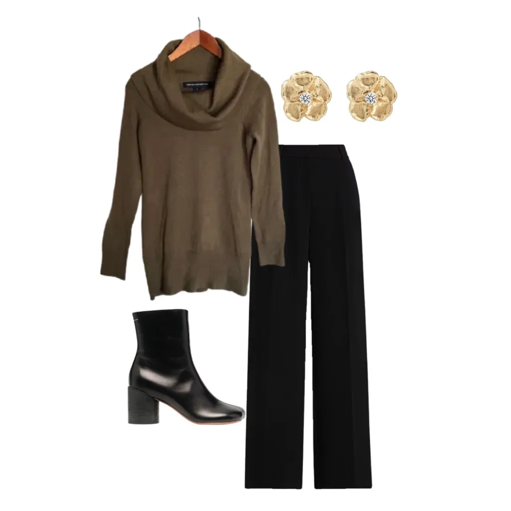 French Connection | Olive Cowl Neck Sweater - Image 2