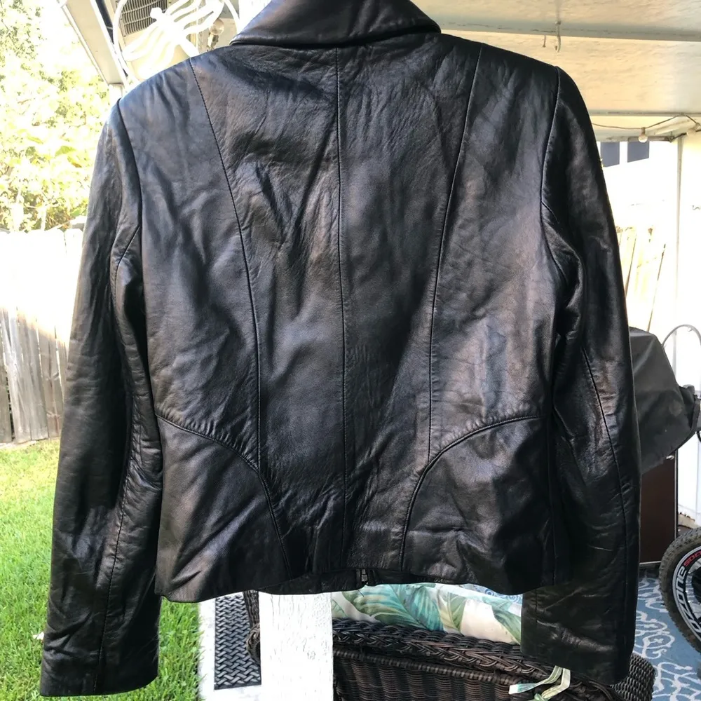 Siena Studio soft leather Black Zip Motorcycle Biker Jacket Small - Image 10