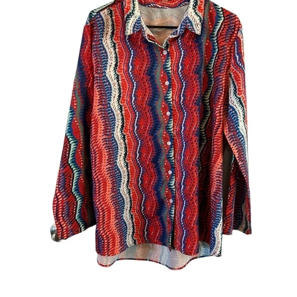 Zigzag bright soft button down shirt XL‎ Orange - Image 3