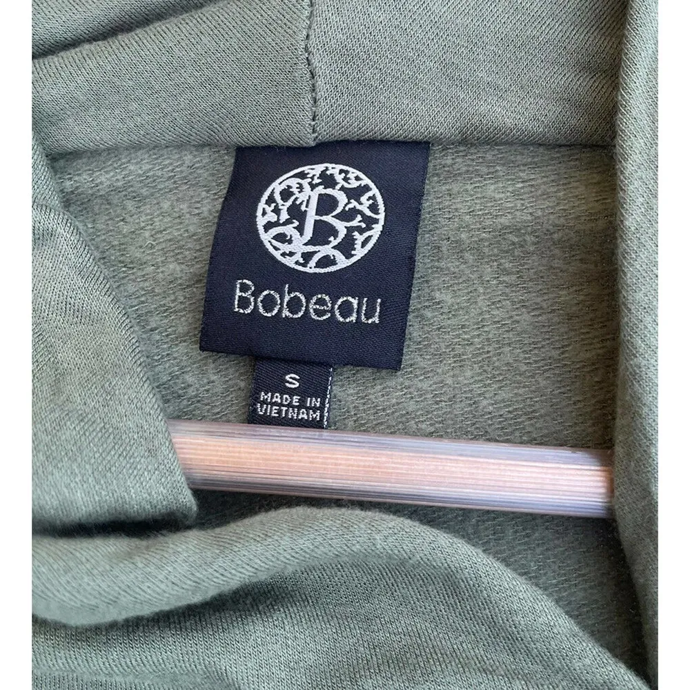 Bobeau Open Front One Button Sweatshirt  Sweater Size Small Olive Green Pockets - Image 5