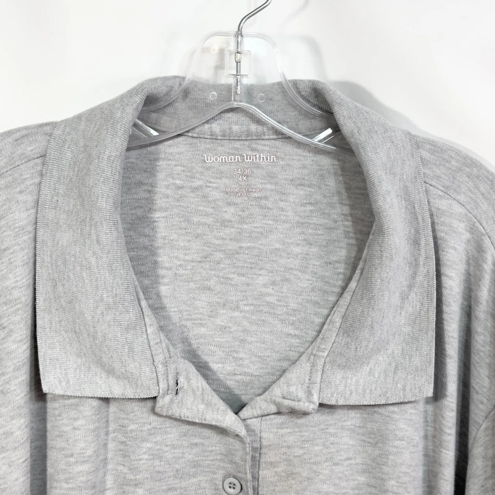 Woman Within Plus Size 34W‎ 36W Polo Shirt 4X Gray Short Sleeve Collared Top 318 - Image 8