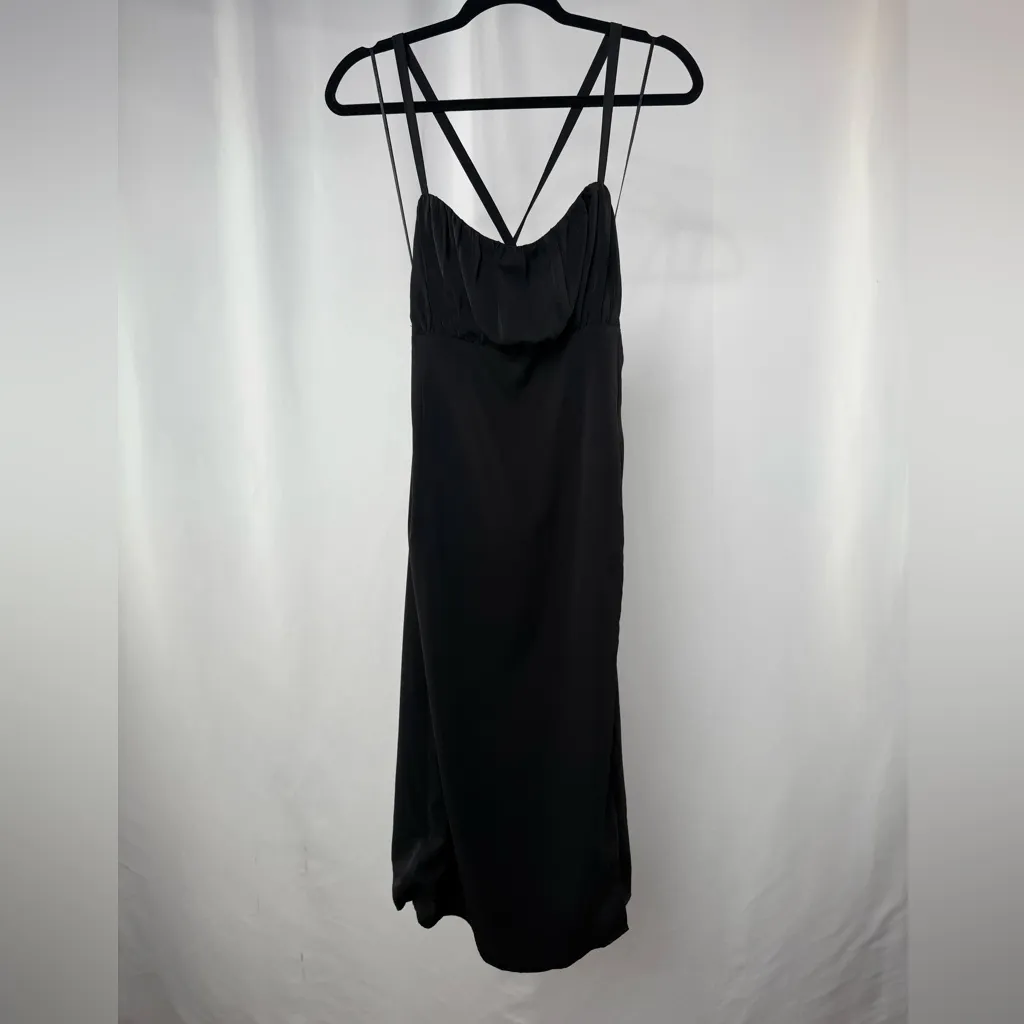 NWT Abercrombie & Fitch Criss‎ Cross Back Midi Dress in Black Size Large - Image 3