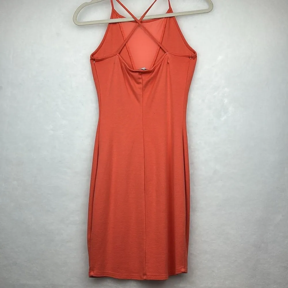 Women Halter Dress Orange Short Length Rayon Nylon Sz S - Image 7