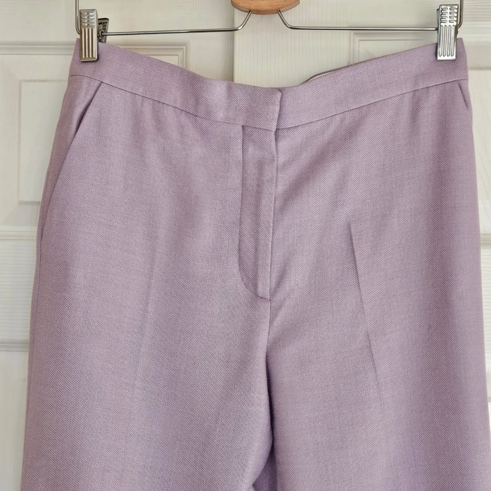 ST. JOHN Silk Wool Blend Cropped Pants Slacks Lilac Purple Size 4 - Image 8