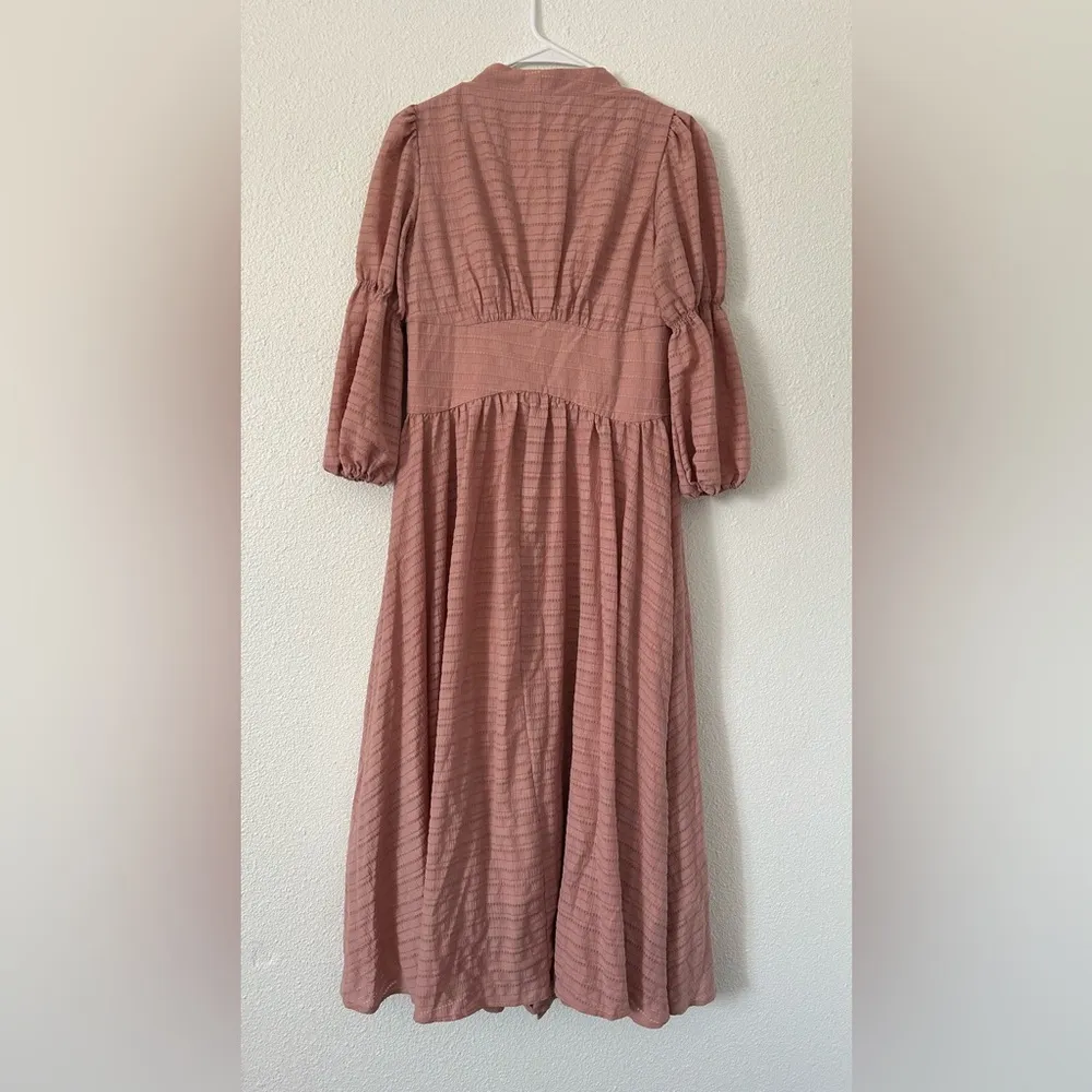 Anthropologie OPT Dusty Rose Peasant Midi Massaya Dress Size Medium - Image 11